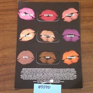 ✅#3540 MAC Lips Lips Lips Sample, 3 colors, 1 Card Ruby Woo, Velvet Teddy, Diva